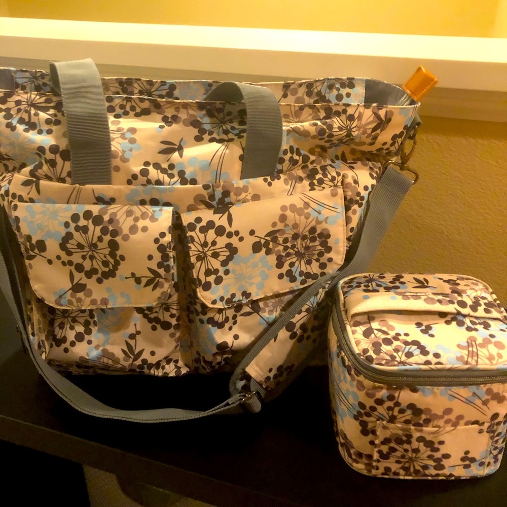 Floral Baby Bag Set - Cream and Blue